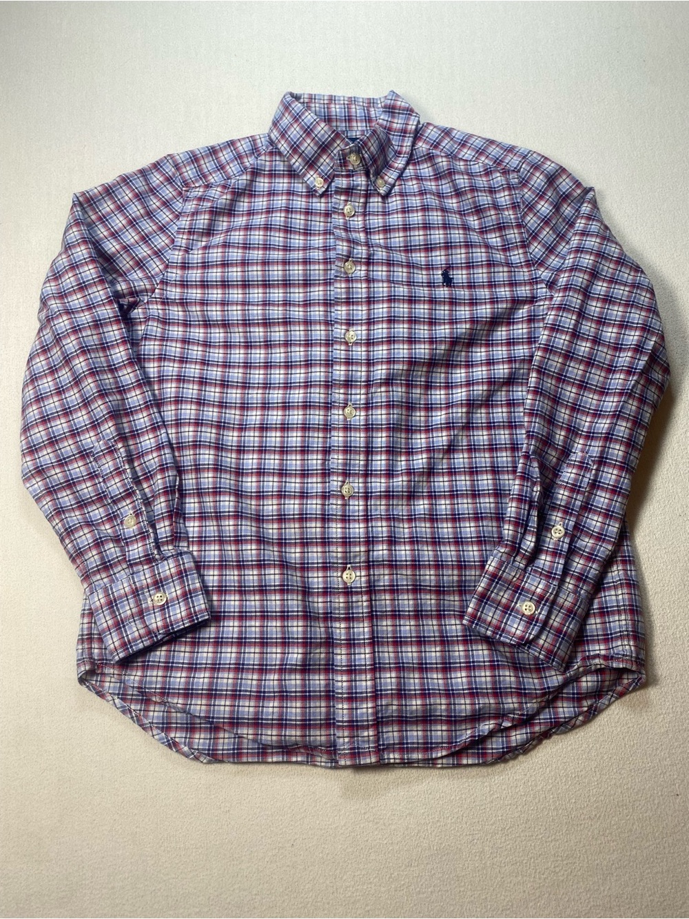 Ralph Lauren Plaid Button-Down Shirt - Blue & Red Boys Medium 10/12